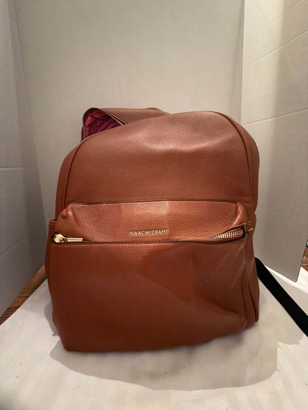 Isaac Mizrahi Pebbled Faux Leather Backpack Tan